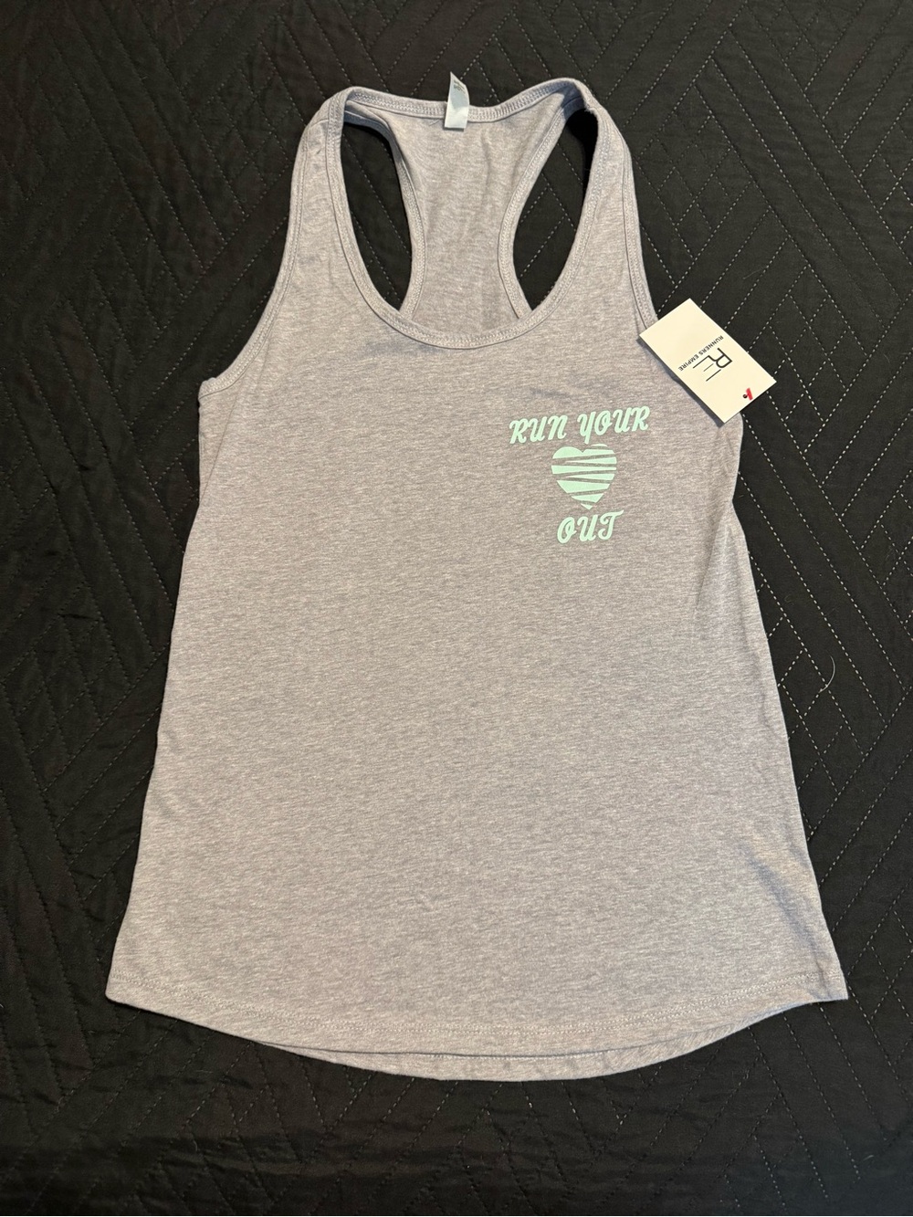 Women’s Racerback Tank Top - Light Gray with Mint Heart Graphic